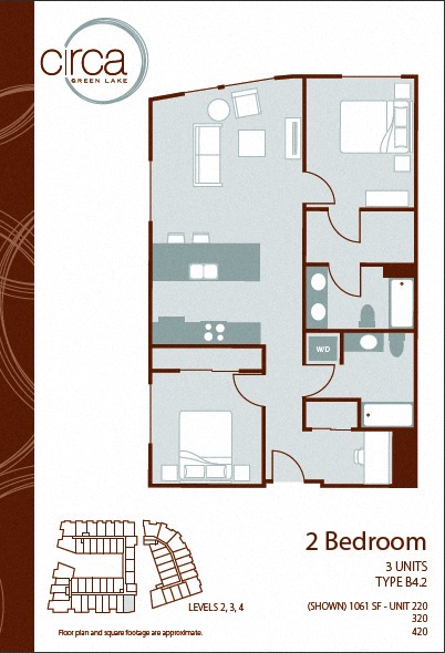 Floor plan layout diagram for 2 Bedroom 2 Bath - B4.2